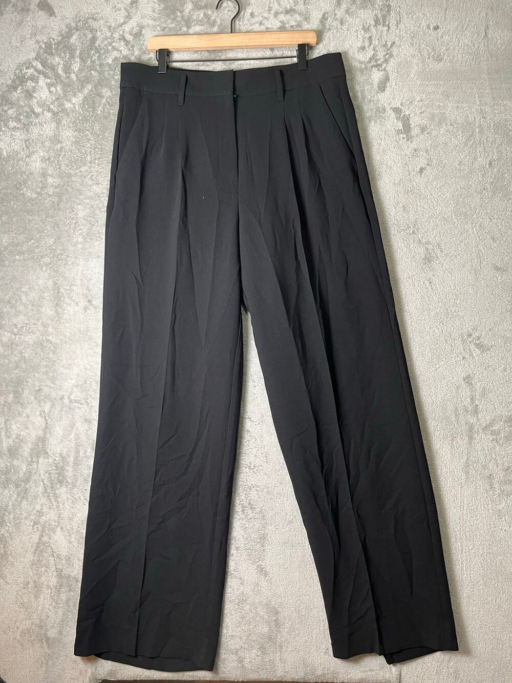 American Tall Womens 18 Tall Black Pleated Wide Leg High Rise Dress Pants New